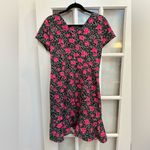 Betsey Johnson  Pink Leopard Rose Garden Floral Ruffle Cottage Core Size 12 Large Photo 5