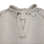 Free People  Annie Ribbed Collared V Neck Top-Tunic Sz M Cream Oversize Boho EUC Photo 8