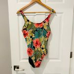 Hurley Floral One-Piece Swimsuit - Green and Pink Size Medium Photo 4