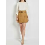 Sézane Leandra Cotton Twill Belted Wrap Mini Skirt, Camel, FR34/US2 Photo 3