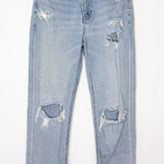 American Eagle  Highest Rise Mom Jeans Women’s 8 Long Light Wash Distressed Photo 0