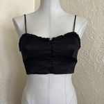 ZARA Black Satin Cropped Bustier Button Front Cami Tank Top Medium Photo 1