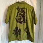 Empyre Women’s Shirt Sz Large Short Sleeve Green Grunge Punk Edgy Button Down Photo 1