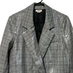 Jason Wu  Oversized Silver Gray Plaid Sequined Blazer Jacket Double Breasted S Photo 2