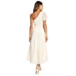 Lulus Shining Sight Midi Dress S White Metallic Gold Dotted One Shoulder Tiered Photo 5