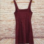 Urban Outfitters  Hallie Wine Colored Embroidered Square Neck A-line Mini Dress Photo 8