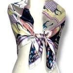 Western Style Horses Silk feel Scarf Pink Photo 0