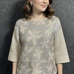 D. EXTERIOR Made in Italy Silver Metallic Floral Sparkle Knit Top Sweater Size M Size M Photo 0