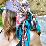 Elegant Scarf with Chain and Belt Design Red Photo 5