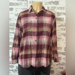 Old Navy  Burgundy and Pink Plaid Shirt 100% Cotton Photo 2