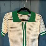 SheIn Green and White Crochet Button-Up Dress. Sz Medium Photo 3