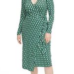 Diane Von Furstenberg 💕DVF x TARGET💕 Long Sleeve Midi Arrow Geo Green Wrap Dress XL Photo 1