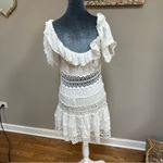 Free People  Cruel Intentions Mini Dress white lace cotton ruffled off shoulder Photo 2
