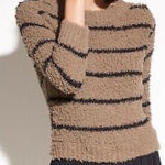 Vince Brown and Black Striped Crew Neck Sweater Photo 0