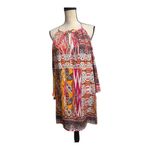 Pearl 88 Cold Sleeve Shoulder Multicolor Patterned Dress Size M Red Size M Photo 0