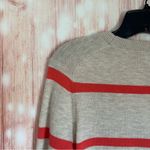 Gap  Oatmeal Wool Blend Orange Stripe V Neck Cardigan Photo 7