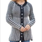 Pure Brand Black White English Handmade Cotton Cardigan Sweater Medium Large Photo 1