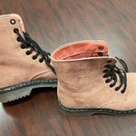 Charles Albert Blush Pink Velvet Combat Boots Photo 0