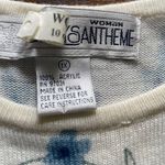 Woman Chrysanthemum White Floral Pullover Sweater 1X Top u Blue Photo 6