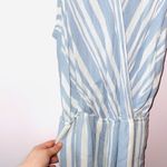 American Eagle Light Blue & White Striped Open Back Romper Photo 4