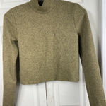 ZARA Women’s Sz S Mock Neck Crop Knit Shoulder Pad Sweater Photo 0
