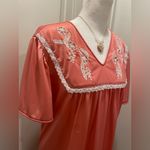 VTG Eve Lingerie Pink Chemise Nightgown With White Embroidered Floral Detail Photo 3