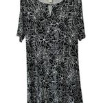 Chico's  Black Tropical Sailboat Print T-Shirt Dress Keyhole Neck Stretch Medium Photo 0