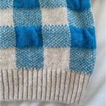 blue and beige cream knit gingham Subdued sweater medium Photo 7
