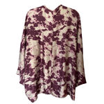 Torrid  Womens Kimono Wrap Cardigan Size 1/2 Purple Tie Dye Washed Cocoon Open Photo 1