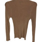 AQUA  Women's L Metallic Gold‎ Ribbed Mock Neck Long Sleeve Knit Top Photo 0