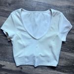 Offline by Short Sleeve V Neck Cropped Ribbed Spandex Tee SZ S Aerie Shirt Photo 1
