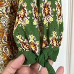 Fig and Flower Brown Green Long Sleeve Button V Photo 4