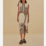 Farm Rio  Flower Fan Tapestry Off White Cropped Top and Wrap Skirt Photo 5