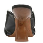 Vince Black Leather Ruched Knotted Sandal w/ Metal Accent Embellishment Photo 7