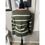 Sundry  Striped Cardigan Wool Blend Button Olive Ivory w/Orange Detail Small Photo 5