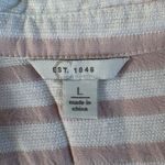 Pink and White Striped Flowy Rayon Long Sleeve Button Down Shirt Sz Large Photo 4