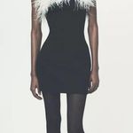 ZARA  dress mini bodycon Elegant Black and White Feather holiday party coctail  Photo 15