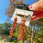 Nine West  orange yellow ears of wheat tassels Earrings gold tone drops Photo 1