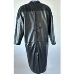 VTG Western Cowgirl Black Leather Stamped Trench Coat Duster Jacket M(b49) Size L Photo 3