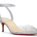 Christian Louboutin NEW Spikaqueen 55 Glitter Pointed Toe Kitten Heel Pumps 34 Photo 0