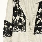 easel  Grey Black Lace Crotchet Open Front Cardigan Sweater Size Large Photo 1
