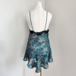 Victoria's Secret Vintage 80s 90s  Blue Floral Mesh Lace Trim Slip Dress L Photo 4