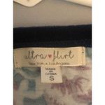 Ultra Flirt Womens Juniors Floral Printed Velvet Trim Ringer Top Green Small Photo 2