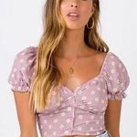 Princess Polly Crop Top Short Sleeve Button Up Dusty Rose Floral Photo 0