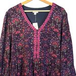 J Jill Womens Oversized Floral Peasant Dress Size 2X Boho Artsy Cottage Loose Purple Photo 3