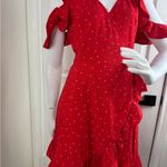 She & Sky Ruffle Dress Burgundy Maroon Dark Red Size L. B15 Photo 6