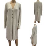 Chenault Patterned Textured Knit Long Lightweight Side Slit Duster Cardigan L Tan Size L Photo 1