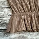 Pull & Bear  Women's Accordion Pleat Blouse XL Extra Large Tan Beige Light Brown Photo 8