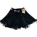 Vintage frontier collection suede black cowgirl fringe skirt embellished size 11 Photo 1