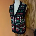 Vintage Holiday Embroidered Cardigan Vest Candles Ornaments Knit Photo 4